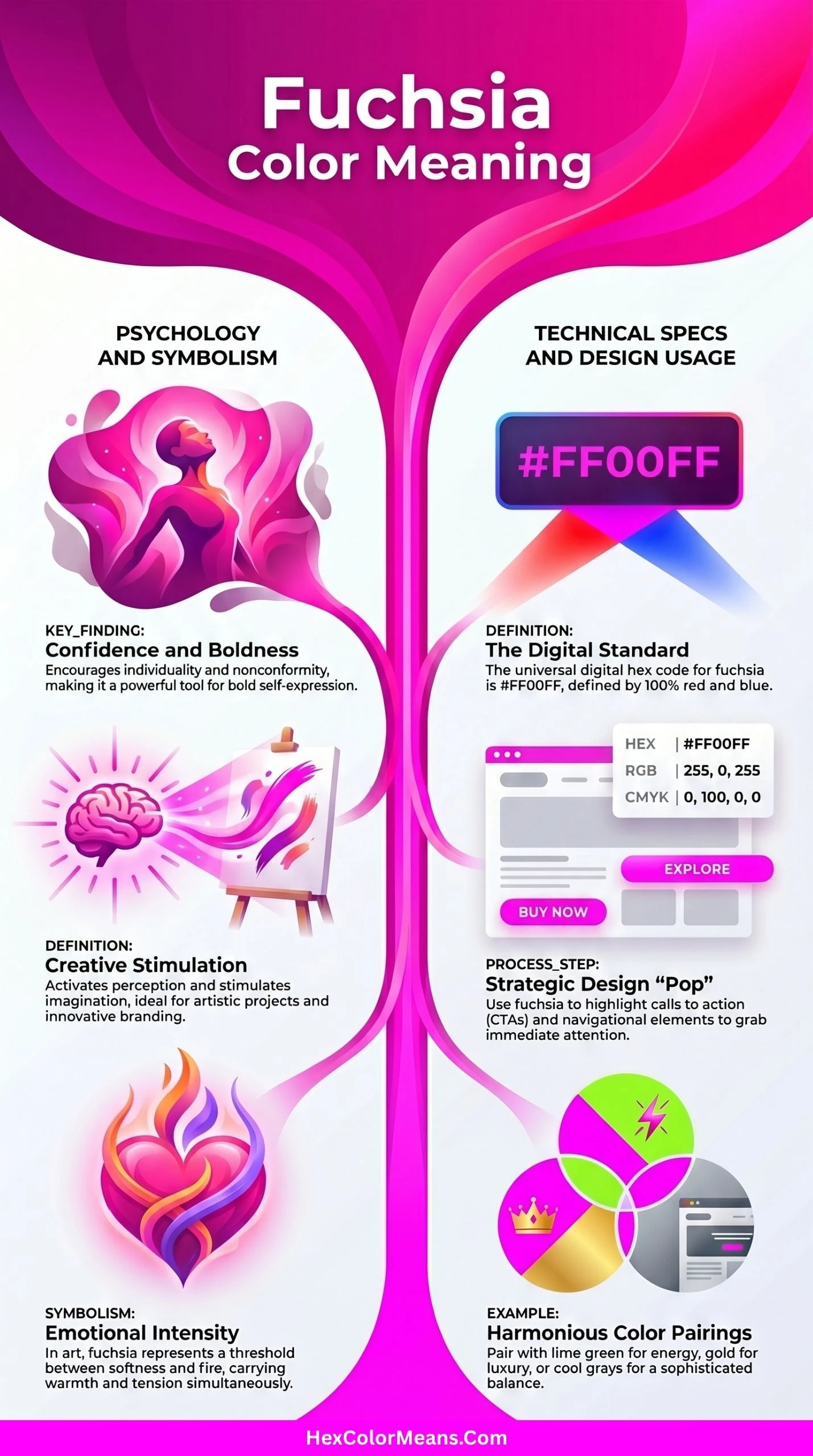 image shows the meaning of color fuchsia