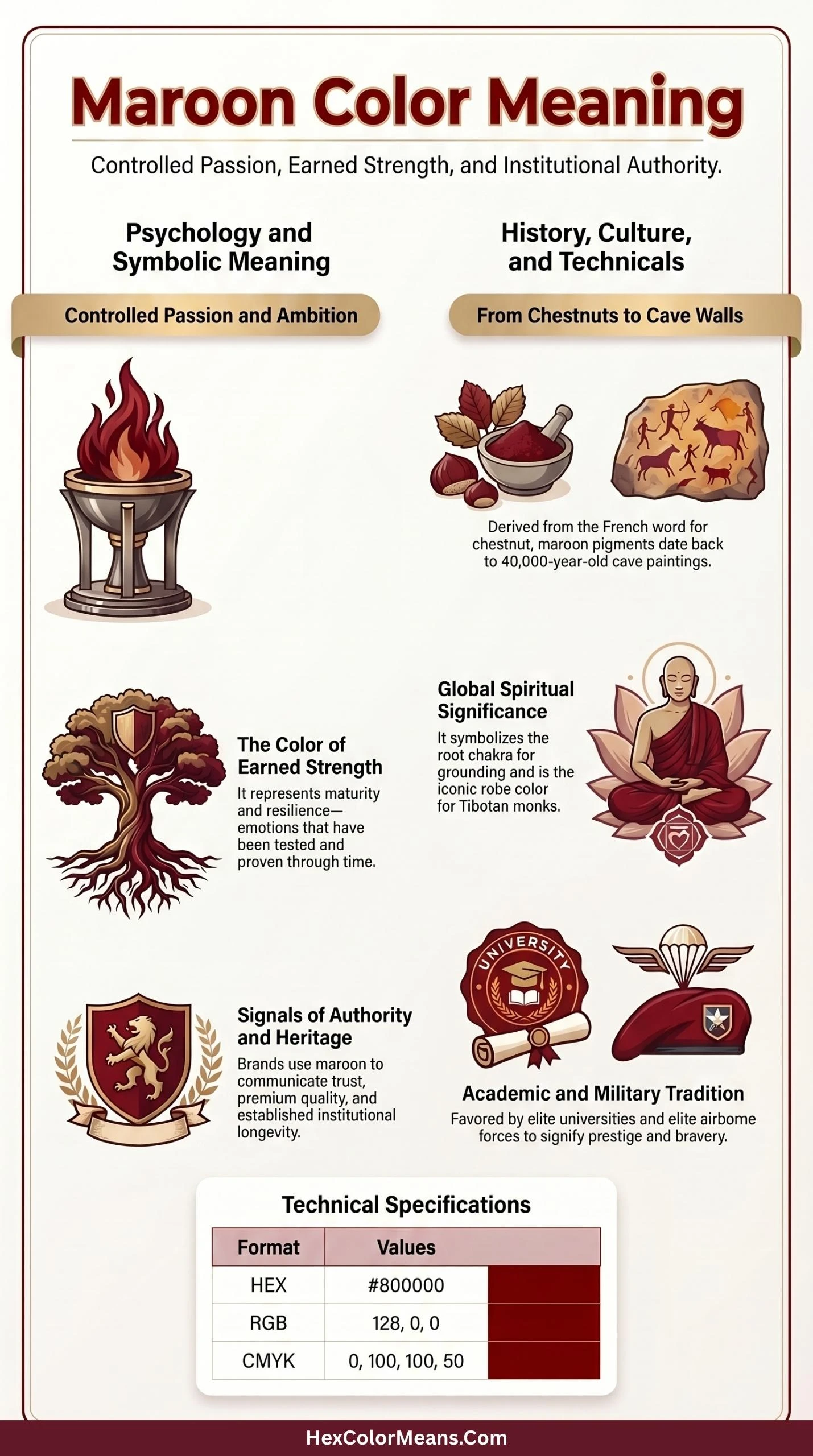 image shows the meaning of color maroon